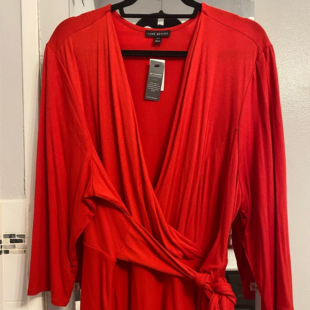 Lane Bryant Red Wrap Top NWT 26/28